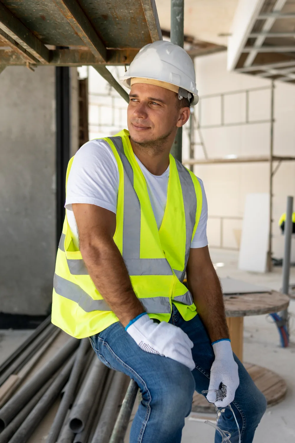 Le gérant de jlm Entreprise sur un chantier de rénovation à Namur